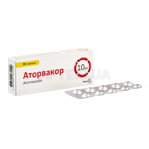 Аторвакор® таблетки, вкриті плівковою оболонкою 10 мг блістер, №30