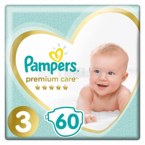 ПОДГУЗНИКИ ДЕТСКИЕ PAMPERS PREMIUM CARE midi (5-9 кг), №60