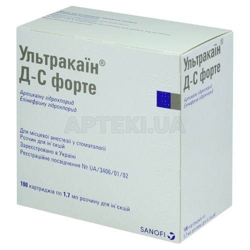 Ультракаин® Д-С форте раствор для инъекций картридж 1.7 мл, №100