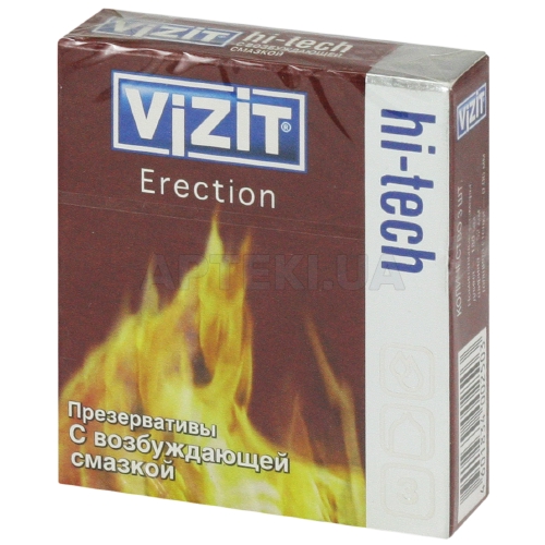 ПРЕЗЕРВАТИВЫ ЛАТЕКСНЫЕ "VIZIT" HI-TECH Erection с возбуждающей смазкой, №3