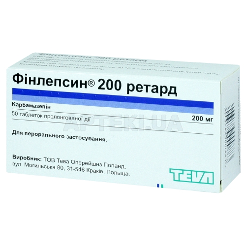 Фінлепсин® 200 ретард таблетки пролонгованої дії 200 мг блістер, №50
