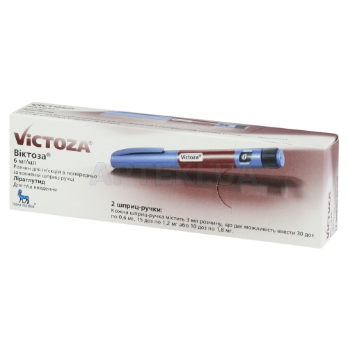 Віктоза® розчин для ін'єкцій 6 мг/мл картридж, вкладений в шприц-ручку 3 мл, №2