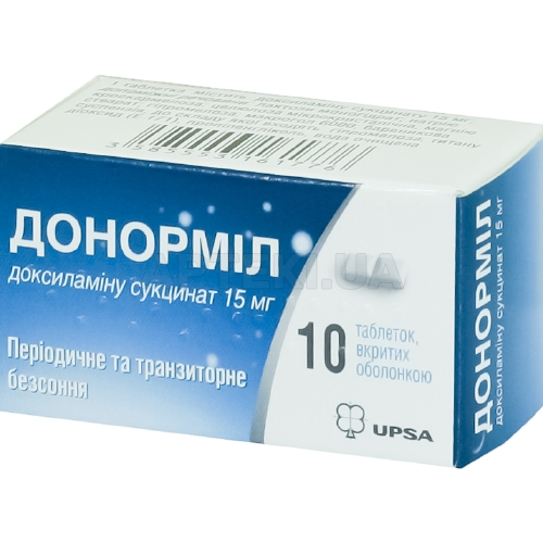 Донормил таблетки, покрытые оболочкой 15 мг туба, №10