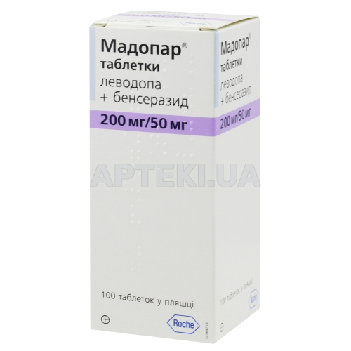 Мадопар® таблетки 200 мг + 50 мг пляшка, №100