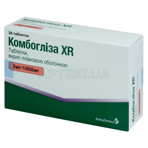 Комбогліза XR таблетки, вкриті плівковою оболонкою 5 мг + 1000 мг блістер, №28