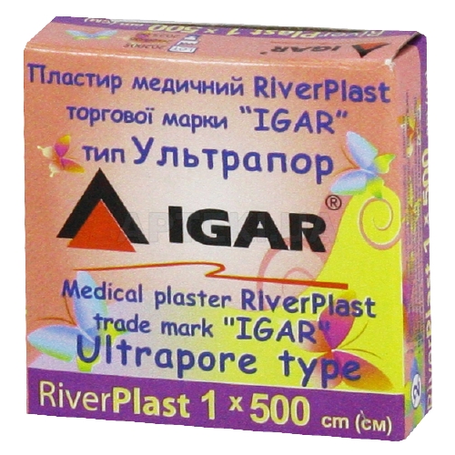 ПЛАСТИР МЕДИЧНИЙ RiverPlast торгової марки "IGAR" тип УЛЬТРАПОР (на нетканій основі) 1 см х 500 см, №1