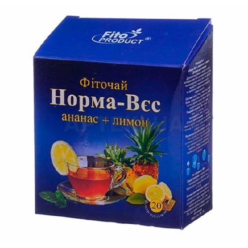 ФІТОЧАЙ №4 "НОРМА-ВЄС З АНАНАСОМ ПЛЮС ЛИМОН" фільтр-пакет 1.5 г, №20