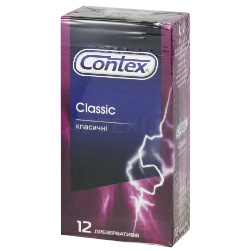 ПРЕЗЕРВАТИВИ ЛАТЕКСНІ З СИЛІКОНОВОЮ ЗМАЗКОЮ CONTEX classic класичні, №12