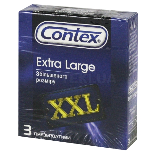 ПРЕЗЕРВАТИВИ ЛАТЕКСНІ З СИЛІКОНОВОЮ ЗМАЗКОЮ CONTEX extra large великого розміру, №3