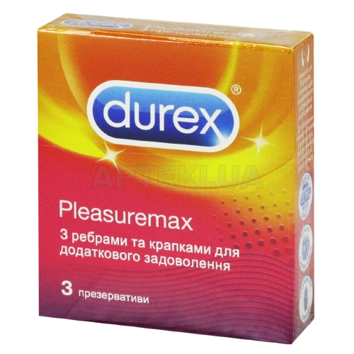 ПРЕЗЕРВАТИВЫ ЛАТЕКСНЫЕ С СИЛИКОНОВОЙ СМАЗКОЙ "DUREX PLEASUREMAX" с точками и ребрами, №3