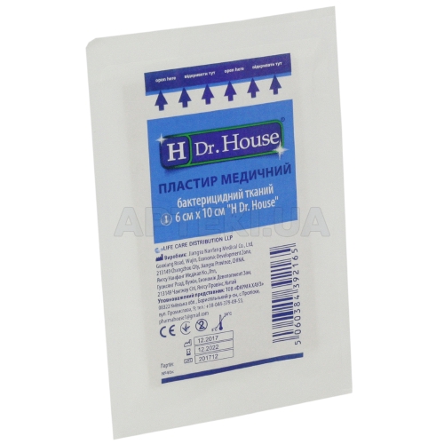 ПЛАСТИР МЕДИЧНИЙ БАКТЕРИЦИДНИЙ "H Dr. House" 6 см х 10 см тканий, №1