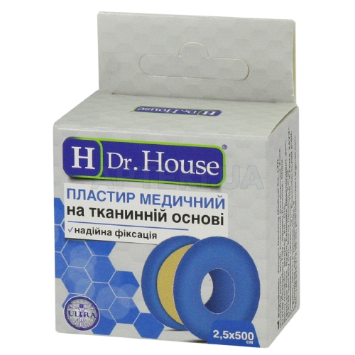 ПЛАСТИР МЕДИЧНИЙ "H Dr. House" 2,5 см х 500 см пластикова котушка, в паперовій коробці на тканинній основі, №1