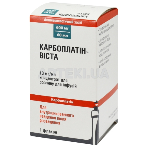 Карбоплатин-Виста концентрат для раствора для инфузий 600 мг флакон 60 мл, №1