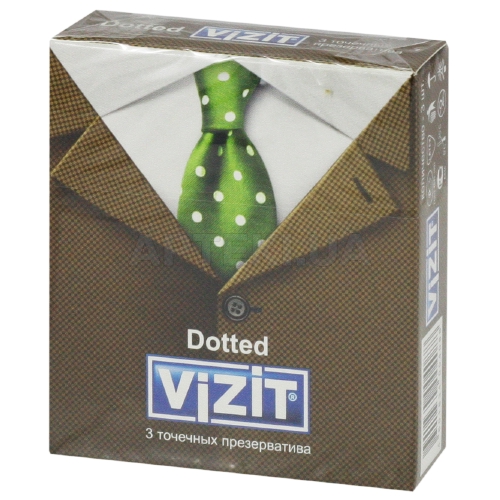 ПРЕЗЕРВАТИВИ ЛАТЕКСНІ "VIZIT" Dotted з пухирцями, №3