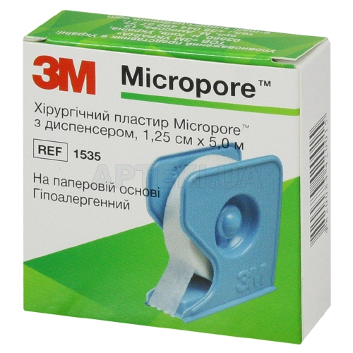 ПЛАСТЫРЬ ХИРУРГИЧЕСКИЙ MICROPORE™ 1,25 см х 5 м с диспенсером, №1