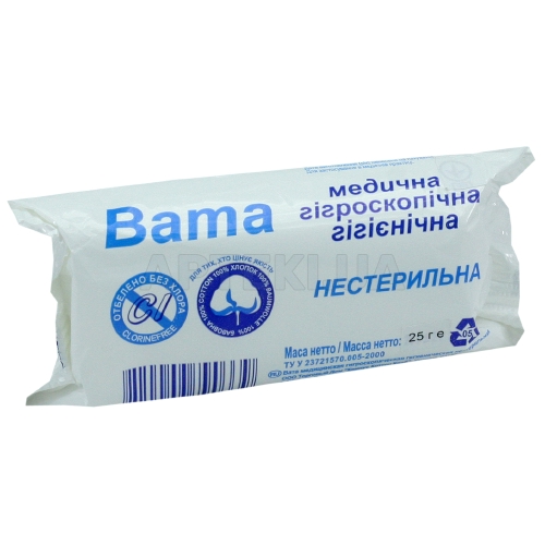 ВАТА МЕДИЧНА ГІГРОСКОПІЧНА нестерильна 25 г тип "ролик", №1