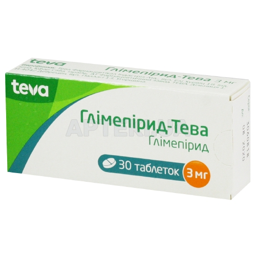 Глимепирид-Тева таблетки 3 мг блистер, №30