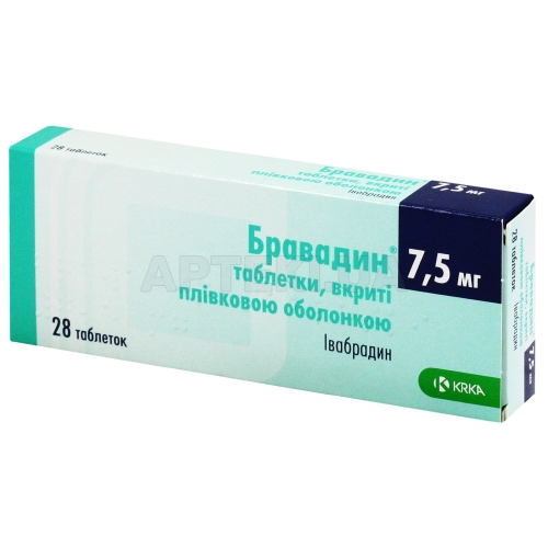 Бравадин® таблетки, вкриті плівковою оболонкою 7.5 мг блістер, №28