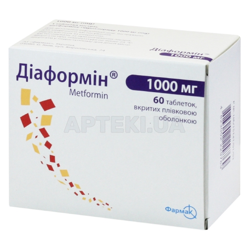 Діаформін® таблетки, вкриті оболонкою 1000 мг блістер, №60
