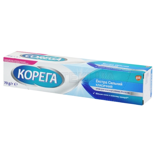 КОРЕГА ЭКСТРА СИЛЬНЫЙ КЛАССИЧЕСКИЙ КРЕМ ДЛЯ ФИКСАЦИИ ЗУБНЫХ ПРОТЕЗОВ 70 г, №1