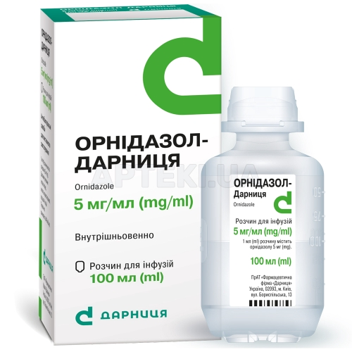 Орнідазол-Дарниця розчин для ін'єкцій 5 мг/мл флакон 100 мл в пачці, №1