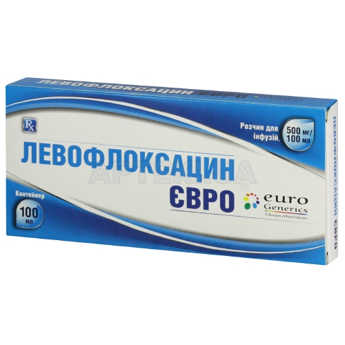 Левофлоксацин Євро розчин для інфузій 500 мг/100 мл контейнер з полівінілхлориду 100 мл, №1