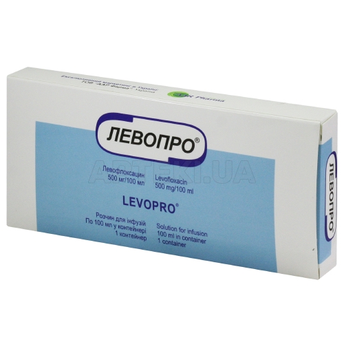 Левопро® розчин для інфузій 500 мг/100 мл контейнер 100 мл в пакеті поліетиленовому, у коробці, №1