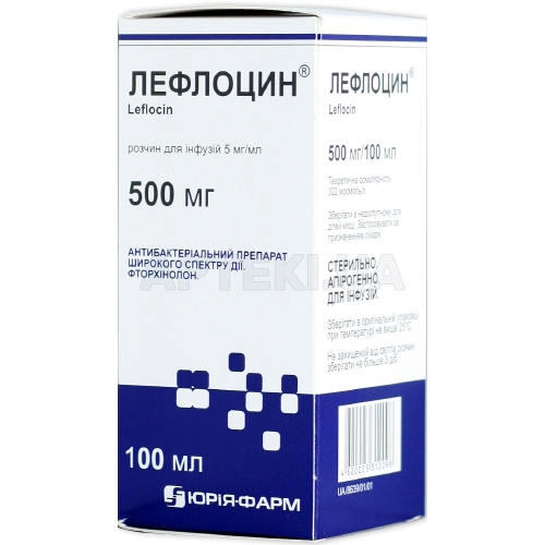 Лефлоцин® розчин для інфузій 5 мг/мл пляшка скляна 100 мл, №1