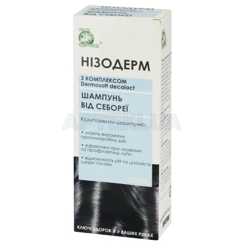 ШАМПУНЬ ВІД СЕБОРЕЇ "НІЗОДЕРМ З КОМПЛЕКСОМ DERMOSOFT DECALACT" 200 мл, №1