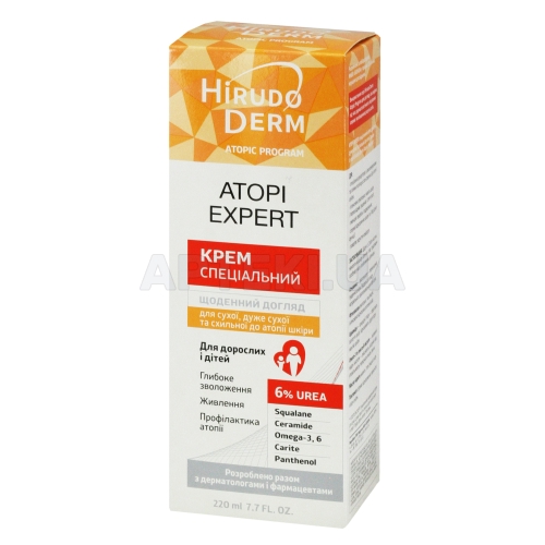 ATOPI EXPERT СПЕЦИАЛЬНЫЙ КРЕМ ДЛЯ СУХОЙ ОЧЕНЬ СУХОЙ И СКЛОННОЙ К АТОПИИ КОЖИ из серии HIRUDO DERM ATOPIC PROGRAM 220 мл, №1