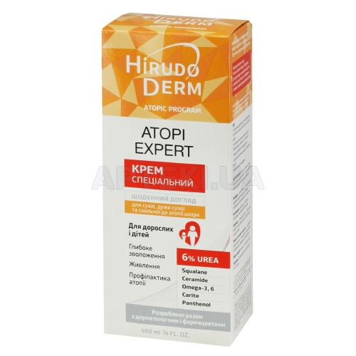 ATOPI EXPERT СПЕЦИАЛЬНЫЙ КРЕМ ДЛЯ СУХОЙ ОЧЕНЬ СУХОЙ И СКЛОННОЙ К АТОПИИ КОЖИ из серии HIRUDO DERM ATOPIC PROGRAM 400 мл, №1