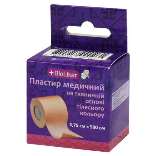 ПЛАСТИР МЕДИЧНИЙ НА ТКАНИННІЙ ОСНОВІ 3,75 см х 500 см котушка тілесного кольору, №1