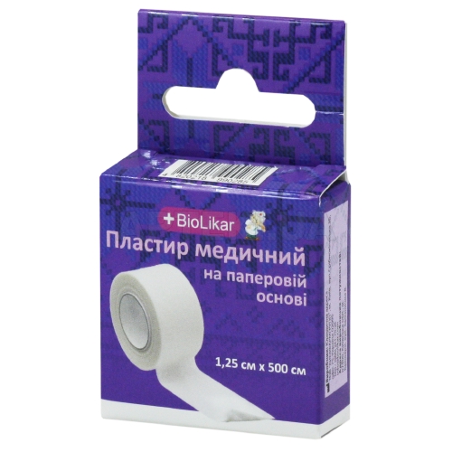 ПЛАСТИР МЕДИЧНИЙ НА ПАПЕРОВІЙ ОСНОВІ 1,25 см х 500 см котушка, №1