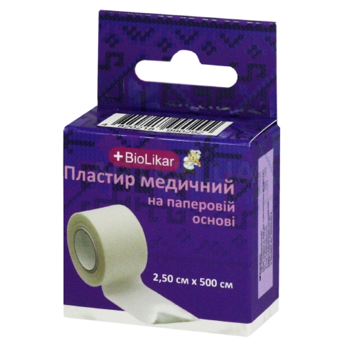 ПЛАСТИР МЕДИЧНИЙ НА ПАПЕРОВІЙ ОСНОВІ 2,5 см х 500 см котушка, №1