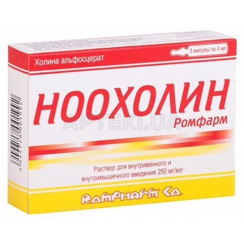 Ноохолін розчин для ін'єкцій 250 мг/мл ампула 4 мл, №3