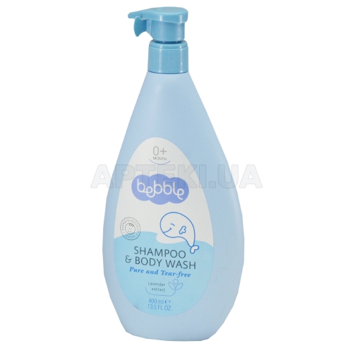 BEBBLE ДИТЯЧИЙ ШАМПУНЬ ДЛЯ ВОЛОССЯ ТА ТІЛА 400 мл, №1
