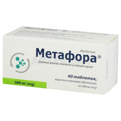 Метафора® таблетки, покрытые пленочной оболочкой 500 мг блистер, №60