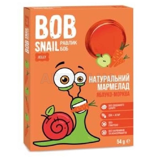 МАРМЕЛАД НАТУРАЛЬНЫЙ BOB SNAIL (УЛИТКА БОБ) 54 г яблоко-морковь, №1
