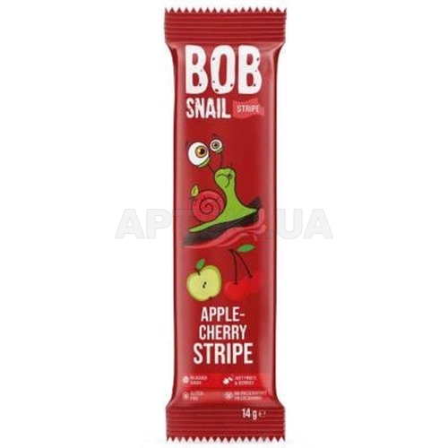 ЦУКЕРКИ ФРУКТОВО-ЯГІДНІ СТРАЙПС BOB SNAIL (РАВЛИК БОБ) 14 г яблуко-вишня, №1