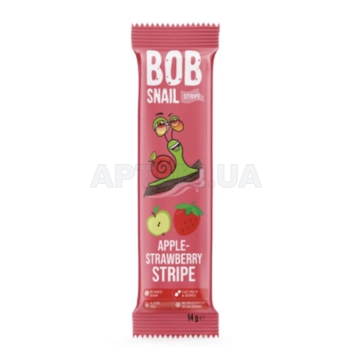 КОНФЕТЫ ФРУКТОВО-ЯГОДНЫЕ СТРАЙПС BOB SNAIL (УЛИТКА БОБ) 14 г яблоко-клубника, №1