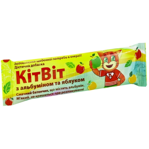 КітВіт з альбуміном та яблуком батончик 40 г, №1