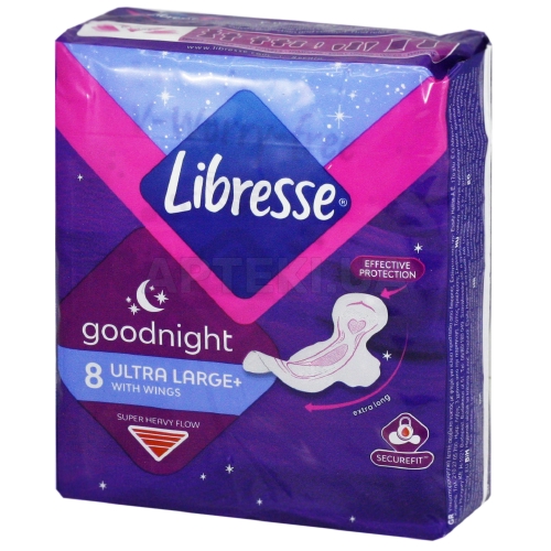 ПРОКЛАДКИ ЖІНОЧІ ГІГІЄНІЧНІ LIBRESSE ULTRA GOODNIGHT LARGE WITH WINGS, №8