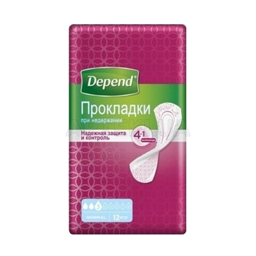 Прокладки для жінок при нетриманні сечі Depend normal plus при середньому нетриманні сечі, №12