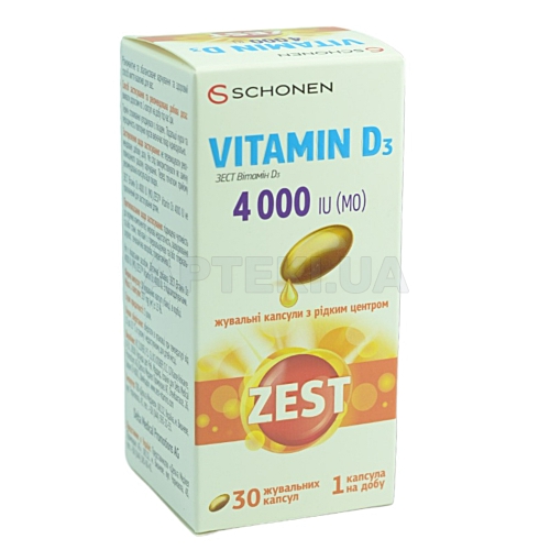 Зест Витамин D3 капсулы жевательные 4000 МЕ флакон, №30