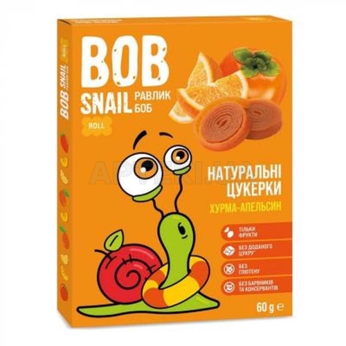 ЦУКЕРКИ НАТУРАЛЬНІ BOB SNAIL (РАВЛИК БОБ) 60 г Хурма-Апельсин, №1