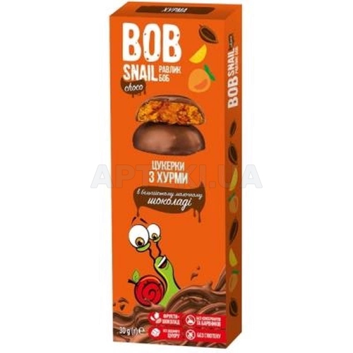 КОНФЕТЫ НАТУРАЛЬНЫЕ BOB SNAIL (УЛИТКА БОБ) хурма 30 г в бельгийском молочном шоколаде, №1