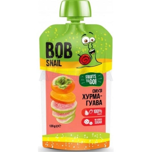 ПЮРЕ ФРУКТОВЕ BOB SNAIL (РАВЛИК БОБ) СМУЗІ 120 г хурма-гуава, №1
