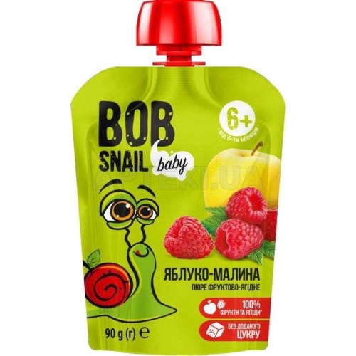 ПЮРЕ ФРУКТОВОЕ BOB SNAIL (УЛИТКА БОБ) для детей 90 г яблоко-малина, №1