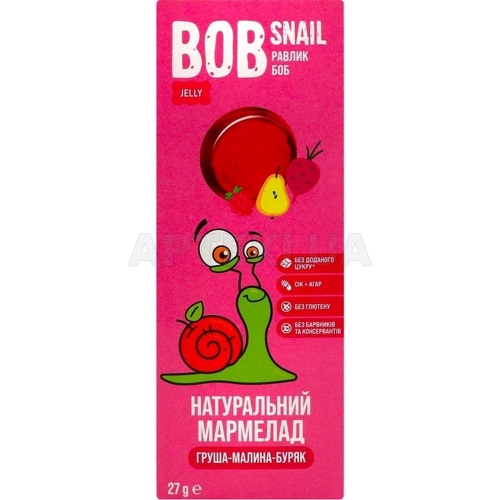 МАРМЕЛАД НАТУРАЛЬНЫЙ BOB SNAIL (УЛИТКА БОБ) 27 г Груша-Малина-Свекла, №1