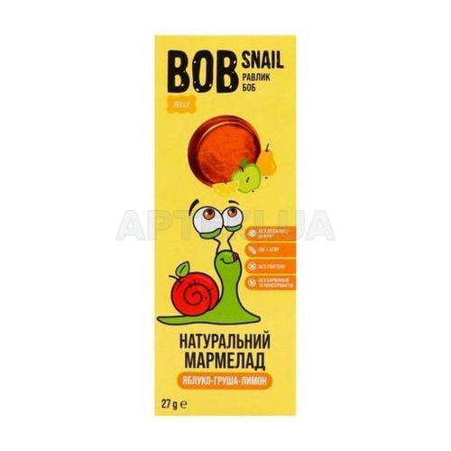 МАРМЕЛАД НАТУРАЛЬНЫЙ BOB SNAIL (УЛИТКА БОБ) 27 г яблоко-груша-лимон, №1